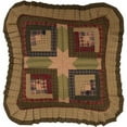 thumbnail image 2 of VHC Brands Tea Cabin Quilted Pillow 16x16 Country Rustic Bedding Accessory, Moss Green and Deep Red, 2 of 3