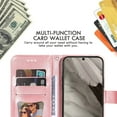thumbnail image 3 of for iPhone 16 Pro Max Wallet Case for Women, with Card Holder Embossed Mandala Flower Flip PU Leather Magnetic Protective Kickstand Cover with Lanyard for iPhone 16 Pro Max, Rosegold, 3 of 7