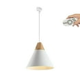 thumbnail image 1 of FSLiving Remote Control Pendant Light 1-Light H-Type Track Pendant Lamps Scandinavian Style Pendant Lights for Kitchen Hanging Lamp Modern Wood and Aluminium Light Customizable - White, 1 of 8