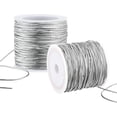 thumbnail image 1 of GFDYREE 2 Rolls Metallic Elastic Cords Stretch Cord Ribbon Metallic Tinsel Cord Rope for Craft Making Gift Wrapping, 1 mm 55 Yards (Silver), 1 of 7