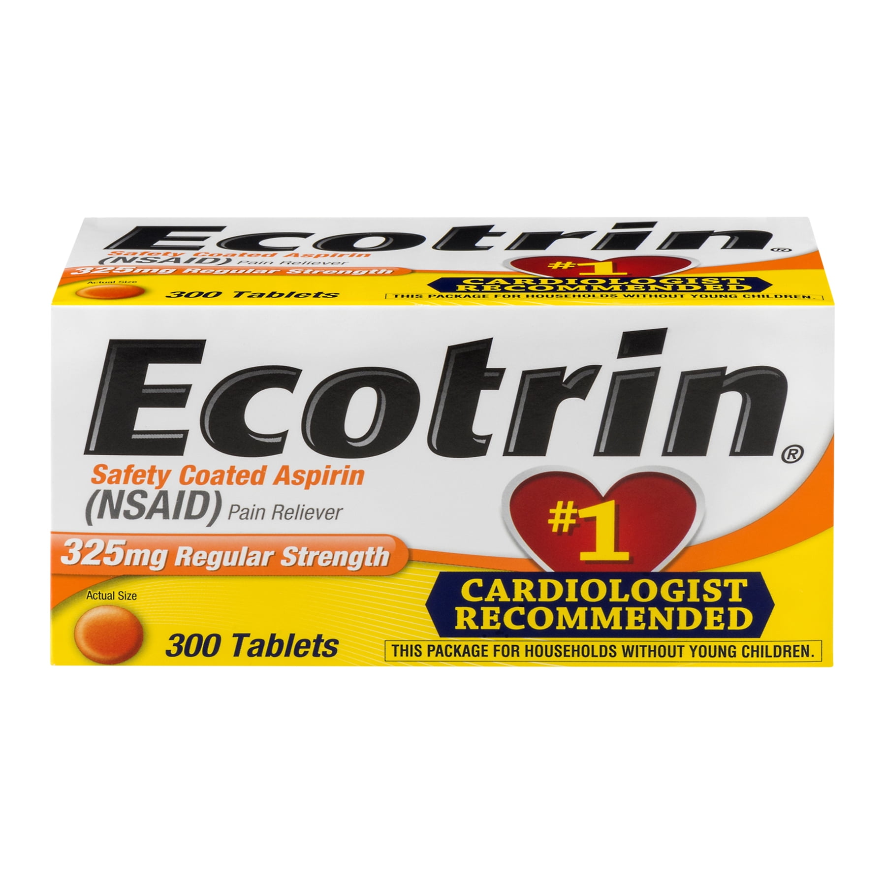 Ecotrin Regular Strength Safety Coated Aspirin 325 mg 300 Tablets