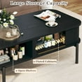 thumbnail image 4 of Coffee Table, 39.4" Mid Century Modern Coffee Tables for Living Room, Coffee Table with Storage Open Shelf, Fluted Table with Sliding Cabinet Door, 2-Tier Rustic Wood Desktop, Black, 4 of 14