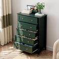 thumbnail image 4 of Cómoda Alta de 5 Cajones para Dormitorio - Mueble de Madera con Cajones Profundos y Tiradores Metálicos - Organizador Vertical para Recámara, Vestidor, Sala o Recibidor - Verde Oscuro, 4 of 7