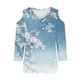thumbnail image 4 of Teissuly Women's Fashionable Casual 3/4 Sleeve Off Shoulder V-neck Printed Top, 4 of 5