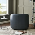 thumbnail image 4 of 34" Wide Swivel Faux Leather Armchair No Assembly Upholstered PU Leather Swivel Accent Chairs with Toss Pillow for Living Room Office Lounge (Navy, Single), 4 of 15