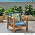 thumbnail image 3 of GDF Studio Indira Outdoor Acacia Wood Club Chair with Cushion, Teak Finish and Blue, 3 of 7