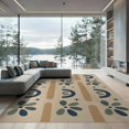 thumbnail image 2 of ODIKA 8'x10' Blue Beige Geometric Floral Pattern Washable Area Rug Modern Abstract Design with Bold Motifs Non-Shedding, Easy Care, for King Size Bedroom Under Bed, Master Suite, 2 of 7