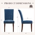 thumbnail image 5 of COLAMY Set of 4 Fabric Dining Chairs with Nailhead Detail and Wooden Legs, Upholstered Side Chairs for Kitchen and Dining Room – Blue, 5 of 23