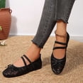 thumbnail image 6 of Women's Floral Embroidered Mesh Flats Square Toe Strap Breathable Ballet Shoes for Dressy Trendy Work Office Wedding Daily Ballerina Black 5.5, 6 of 9