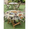 thumbnail image 4 of Outdoor Tablecloth with Umbrella Hole for Patio/Picnic/Party/Camping, Rustic Cat Waterproof Table Cloth Round Cover Washable, Funny Cute Fish Leaves Bubble (Dia 54"), 4 of 8