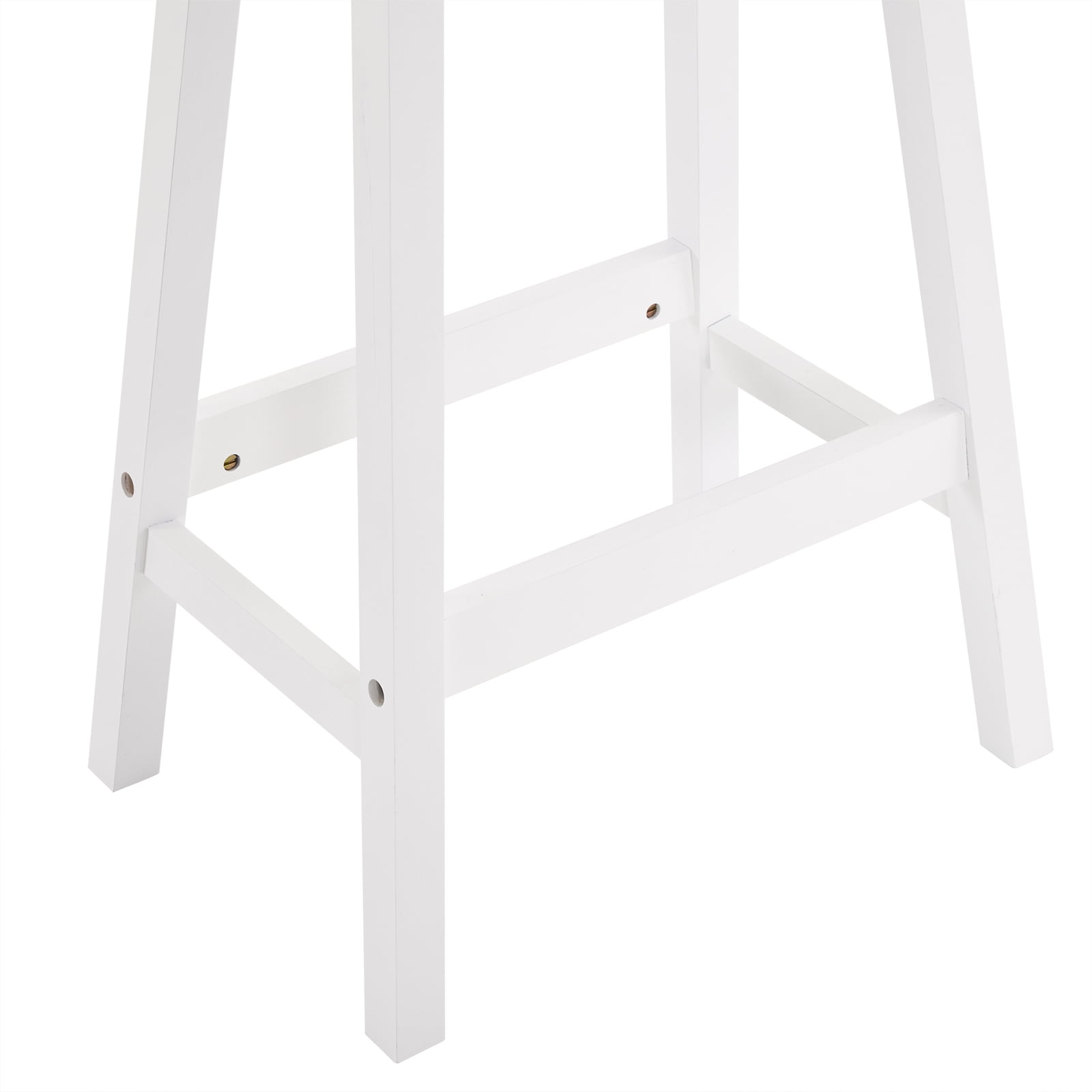 2pcs White Pine Wood Saddle Seat Bar Stools, Counter Height Stools with Foot Rests, Simple Style Seating for Kitchen Home Bar Den Outdoor Patio