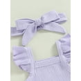 thumbnail image 4 of Newborn Baby Girl Summer Clothes Shorts Set Sleeveless Knit Romper Bodysuit Ruffled Shorts Headband 3Pcs Boho Outfit, 4 of 7