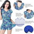 thumbnail image 6 of BIMEI Women's One Piece Mastectomy Swimsuit Pocketed Swimwear with Skirt Bathing Sleeve Suits Chlorine Resistant Printed Set Ruffle Skirted with Boyshorts Tummy Control 616,Blue,M, 6 of 10