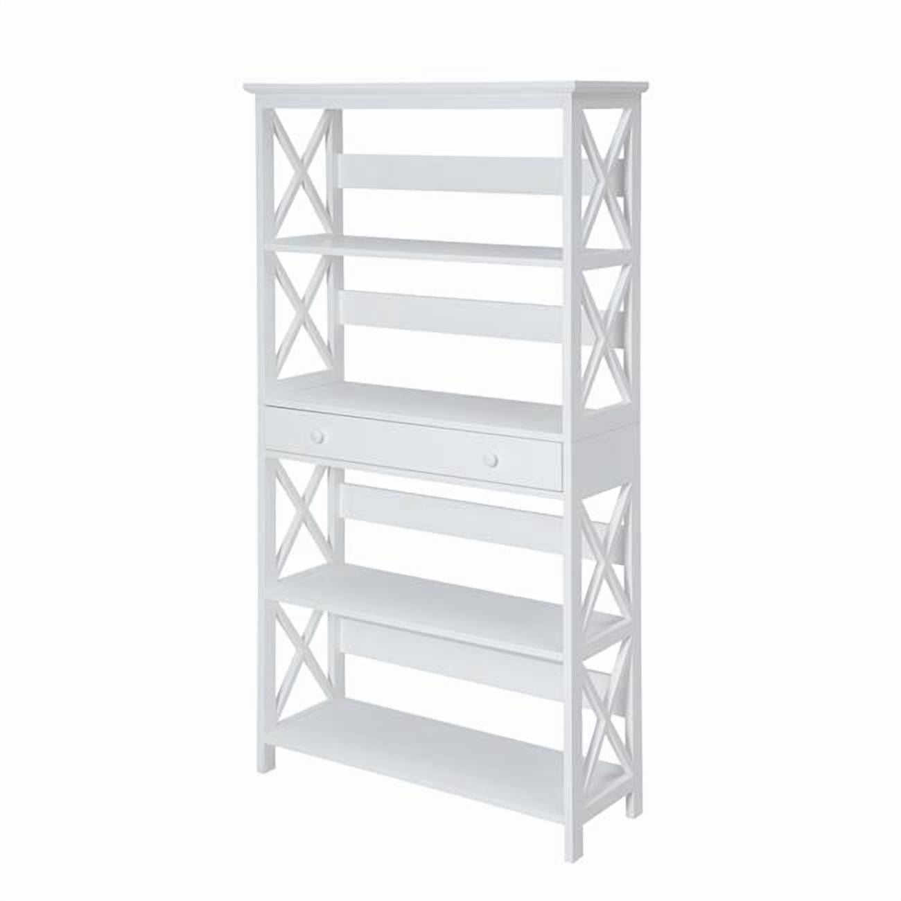 Convenience Concepts Oxford 5 Tier Bookcase with Drawer, White, All Ages