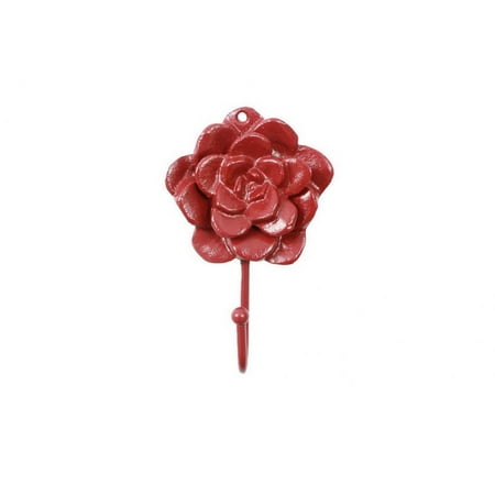 

Rustic Red Cast Iron Decorative Rose Hook 7