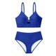 thumbnail image 5 of Tankini para mujer, traje de baño liso con escote en V, hueco, cintura alta, texturizado, plisado, dividido, dos piezas, tankini, 2 piezas, trajes de baño para mujer, tankinis, 5 of 6