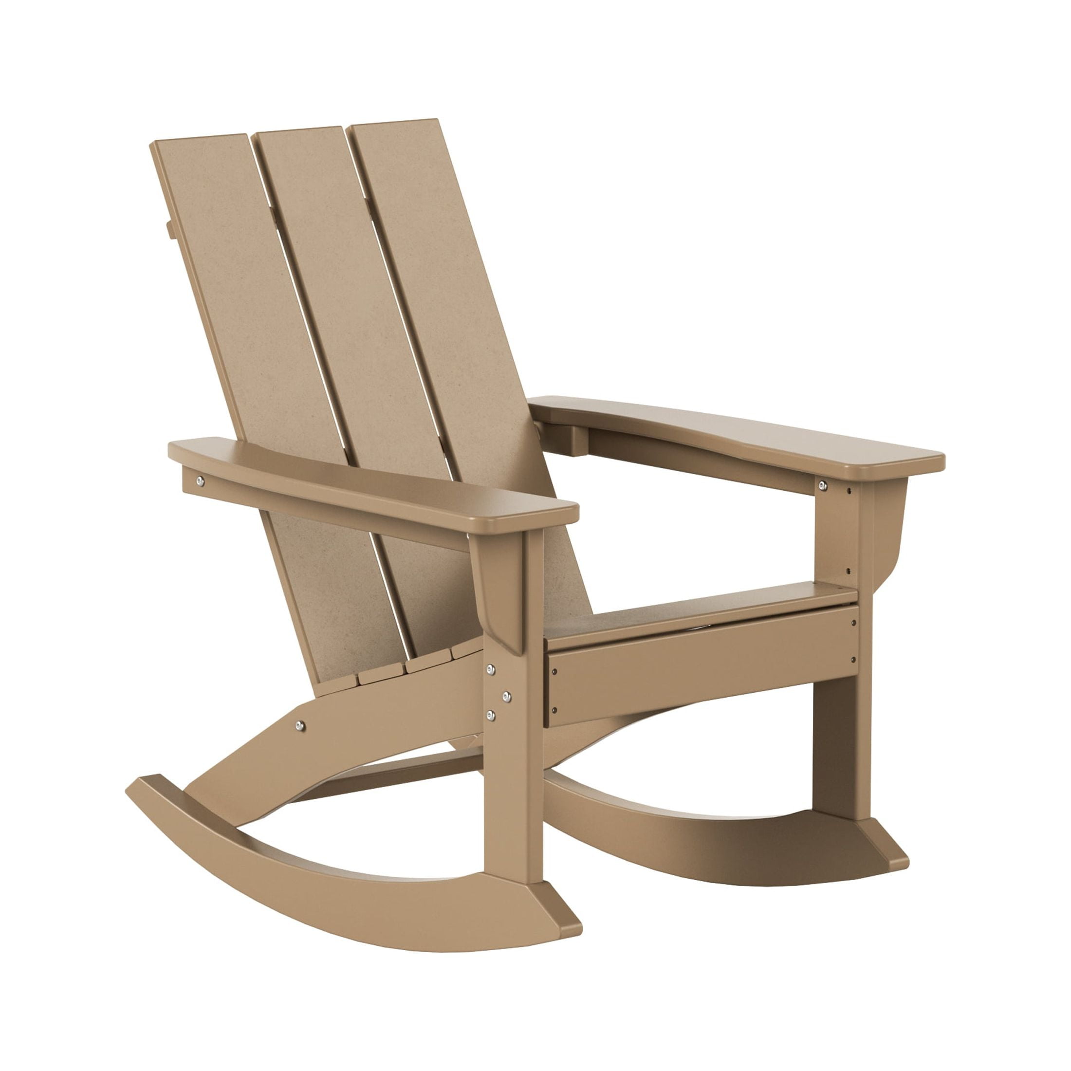 GARDEN Set of 2 Modern Plastic Outdoor Rocking Chairs for Patio Porch, Weathered Wood