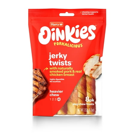 UPC: 0032700155858 | Hartz Oinkies Rawhide-Free Chicken Wrapped Smoked Pig Skin Twists Dog Treats 8.2 oz Bag (8 Count)