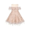 thumbnail image 2 of Girls Dress Off Shoulder Sequin Stripe Vintage Flapper Glitter Dress 8 Years, 2 of 6