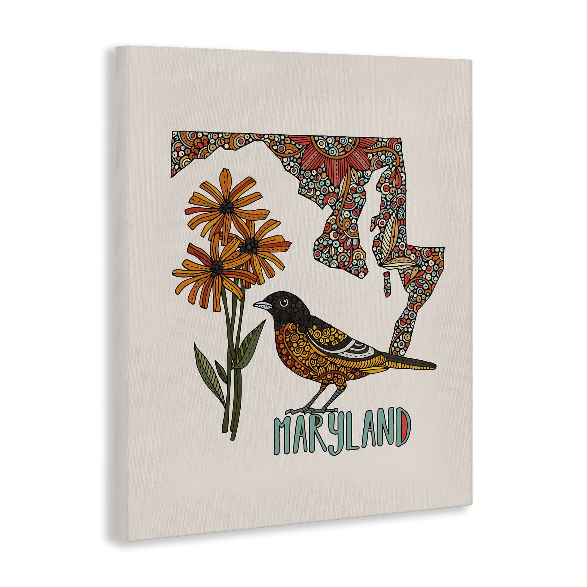 Stupell Industries Floral Maryland State Botanical & Floral Painting Gallery Wrapped Canvas Art Print Wall Art, 24 x 30