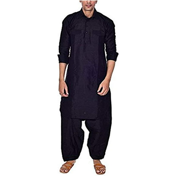 Royal Kurta Men's Silk Blend Festive Pathani Suit