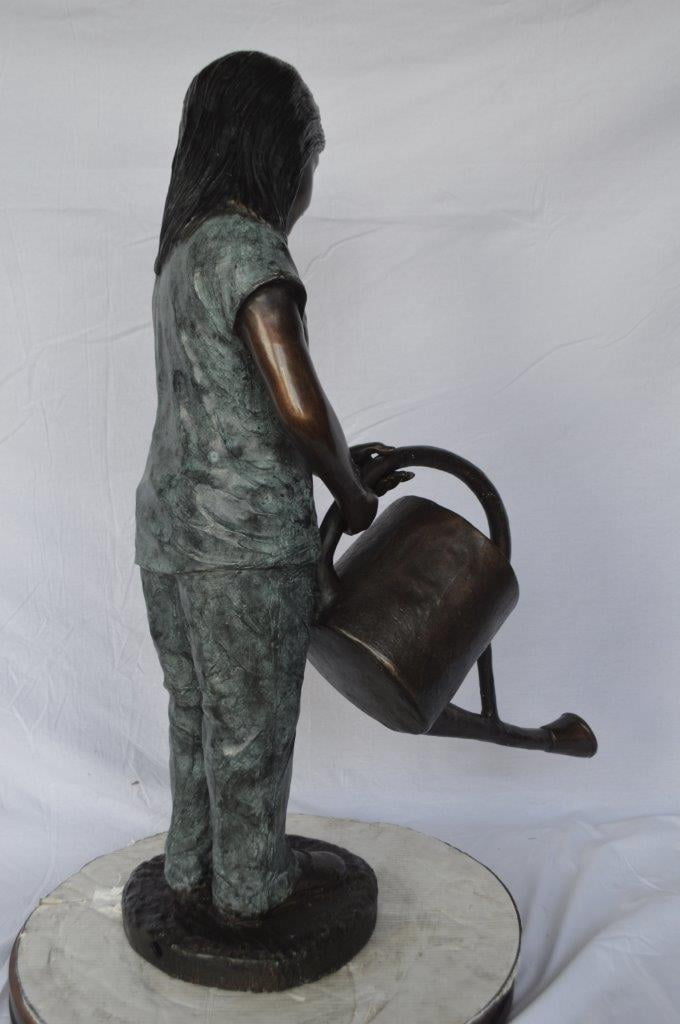 Nifao Girl Gardening Outdoor Fountain Statue, Bronze Garden Water Feature Sculpture for Patio & Garden – Outdoor Garden Decor Sculpture, 27"L x 14"W x 41"H