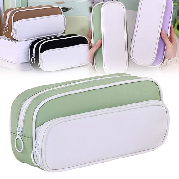 Haidf Large Capacity Pencil Case, Aesthetic Pencil Pouch with Compartments, Soft Pencil Bag for Stationery Storage, Portable Makeup Bag, Novelty Marker Pouch, Home Office Classroom Supplies, Green