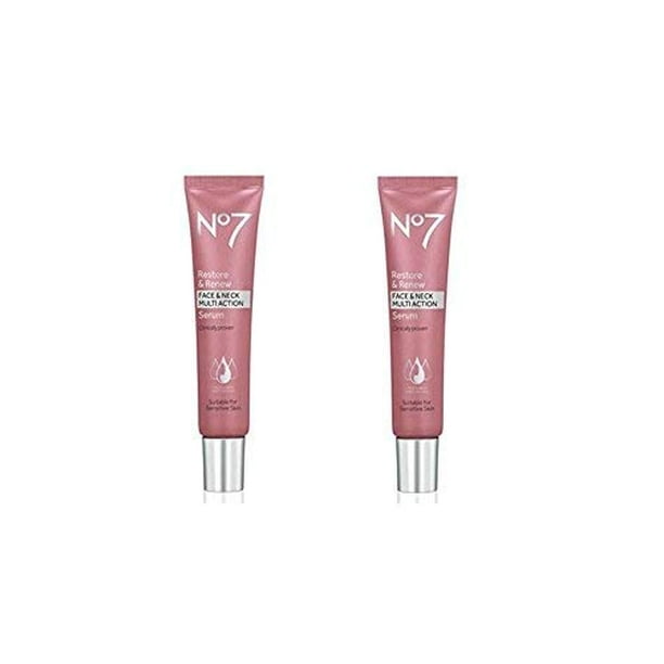 No7 Restore & Renew Face & Neck Multi Action Serum 30ml pack of 2 (60 ml total)