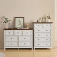 thumbnail image 3 of BOSHIRO 7-Drawer Modern Dresser for Bedroom, Wide Storage Chest Organizer with Antique White Body and Brown Top, 3 of 6