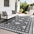 thumbnail image 3 of Garvee 9'x18' Outdoor Rug Waterproof Plastic Straw Rug, Reversible Camping Rugs Camping RV Mat Outside Vintage Diamond Carpet for Patio Deck Backyard Beach Picnic, Gray, 3 of 6
