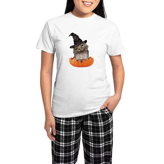 CafePress - PD Moreno's Halloween Owl - Women's Short Sleeve Print T-Shirt and Pants Light Cotton Pajama Set