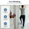 thumbnail image 4 of SHOUFTW 2 Step Ladder with Handrail, Folding Step Stool with Wide Anti-Slip Pedals, Heavy Duty Lightweight Ladder, 800 lbs Capacity, Portable for Kitchen, Garage, Home, Gray White, 4 of 8