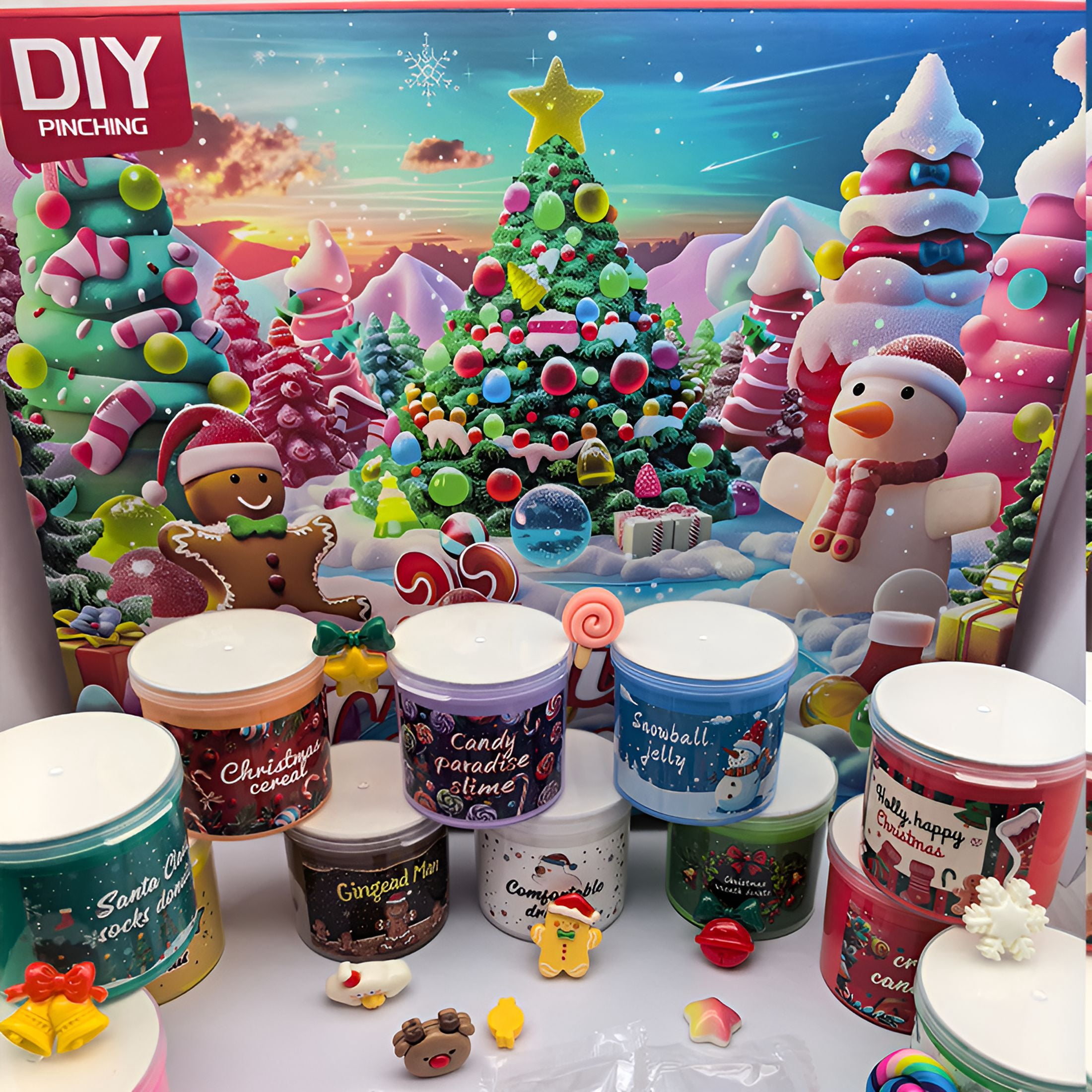 BESTSKY 2026 New Slime Advent Calendarbutter Diy Kit Christmas Gifts 24 Days Christmas Countdown Calendar Party Favors for Kids Stress Relief Toys for Kids,Holiday,Party