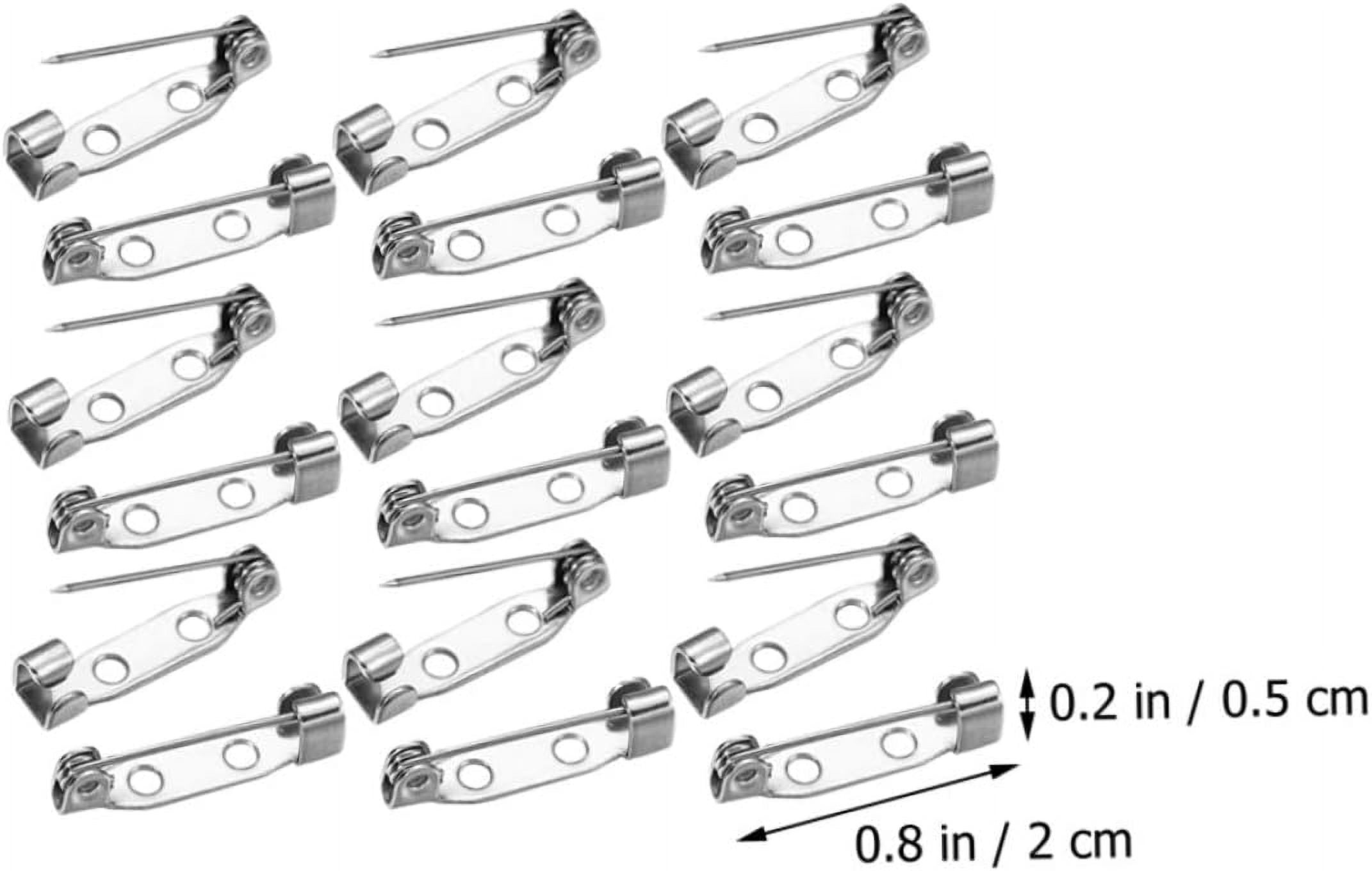 SLGHLSAHG 1200 Pcs Silver Safety Pin Badge Bar Clasps for Jewelry Making Jewelry Tone Pin Backs Clasp Safety for Brooch Pin Backs Clasp Locking Pin Back Alloy Blanket Metal A49402