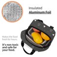 thumbnail image 6 of Black Geometric Star Pattern Lunch Bag Thick Aluminum Foil Tote Cooler for Women Office Picnic Gift, 6 of 7