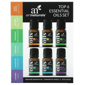 ArtNaturals Aromatherapy Essential Oil Gift Set - Peppermint, Tea Tree, Lavender, Eucalyptus (6 x 10ml)