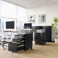 thumbnail image 2 of AUHUP 3 Drawer Mobile File Cabinet with Lock, Metal Filing Cabinet with Wheels for Legal/Letter/A4 File, Under Desk File Cabinets for Home Office,Black,Fully Assembled, 2 of 10