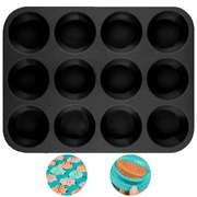 Silicone Muffin Tin for 12 Muffins Non-stick Coated, Suitable for Cupcakes, Brownies, Cakes, Pudding Blue Ect