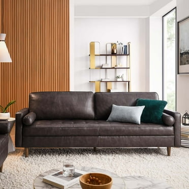 Modway Valour 88" Leather Sofa in Brown
