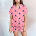 thumbnail image 2 of JUMEYU Pajama Set for Girls Short Sleeve Girls Pajamas Set - 2 Piece Button Down Shirt and Pajama Shorts Cute Pajamas for Girls Size 6-7 (Pink,6-7 Years), 2 of 5