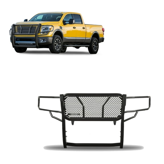 Black Horse RUGGED Heavy Duty Grille Brush Bumper Guard Modular Black Compatible with 2017-2024 Nissan Titan XD-RU-NIXD16-B