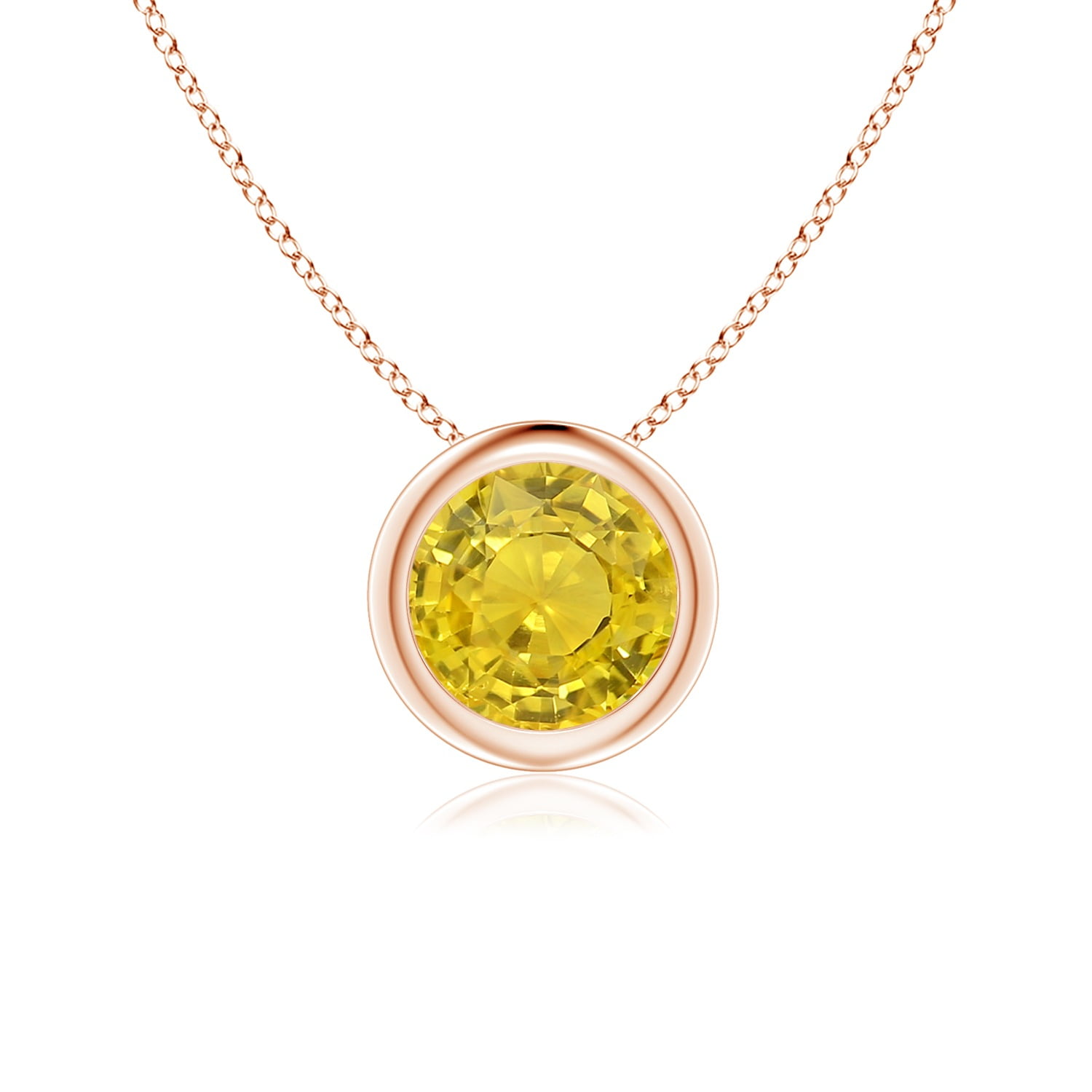 ANGARA Natural Yellow Sapphire Solitaire Pendant Necklace for