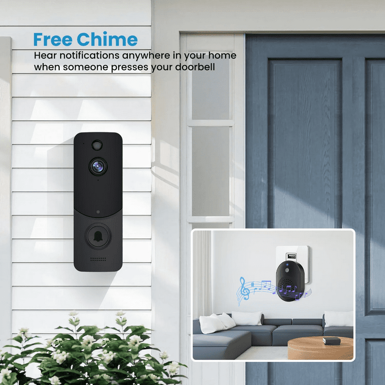 Wireless Doorbell Camera with Chime, Wireless Video Doorbell