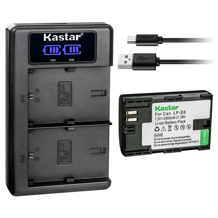 Vidunderlig Cruelty Direkte Kastar 1-Pack LP-E6 Battery and LKD2 USB Charger Replacement for Canon LP-E6,  LP-E6N, LP-E6NH, LP-E6N Pro Battery, Canon LC-E6, LC-E6E Charger, Canon EOS  R Ra R5 R6 5D 6D 7D 60D 70D