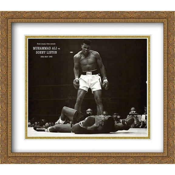 Muhammad Ali - 1965 1st Round Knockout Against Sonny Liston 2x Matted 32x28 Large Gold Ornate Framed Art Print