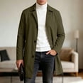 thumbnail image 3 of Iyufng Mid Length Notch Lapel Trench Coat for Men Single Breasted Button Lightweight Water Resistant Business Casual Overcoat Daily Walking, 3 of 7