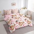 thumbnail image 2 of Erosebridal Cartoon Cat Animal Bedding Comforter Set 7 Pieces, Pink Love Heart Full Bedding Set, 2 of 7