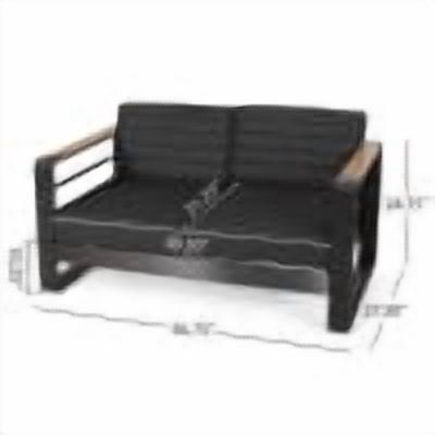 Outdoor Double Seat Sofa, Aluminum Frame Leisure Couch for Patio Garden, Black