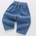 thumbnail image 4 of Angala Toddler Girls Denim Pants Carrot Leg With Lightweight Breathable Fall Casual Girls Baggy Trousers Size 2-3 Years Dark Blue, 4 of 5