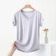 thumbnail image 3 of Mujeres Manga Corta Tops Casual, Color Sólido Cuello en V, Camiseta Casa Blusas para Mujeres, 3 of 5